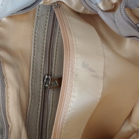 Gray White Petal Shoulder Tote Bag Braided, Leather Designer Inspired  NEW - Picture 9 of 10